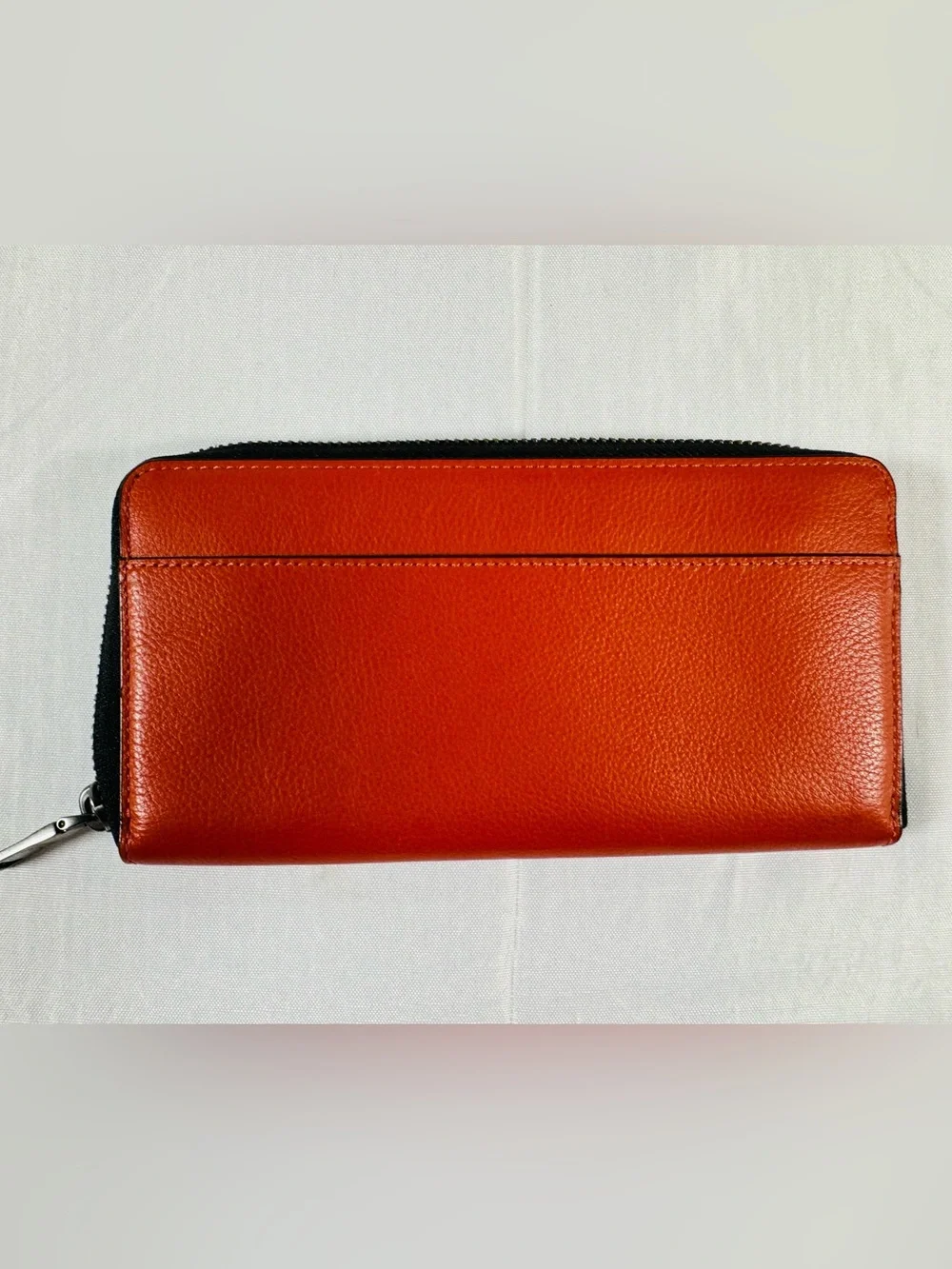 Coach Calfskin Leather Long Zip Around Wallet In  Vermillion (f58102) BNWT